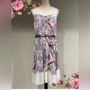 Elastic Waist Print sleeveless Dress